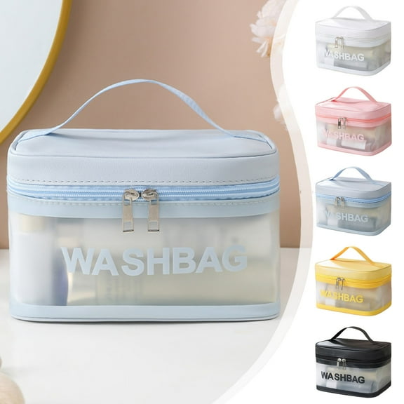 Large Capacity PVC Wash Bag | Portable Waterproof Makeup Organizer | Colorful Toiletry Travel Case | Multipurpose Storage Pouch with Handle | 22x16x14cm | 1 Pack | For Women & Men