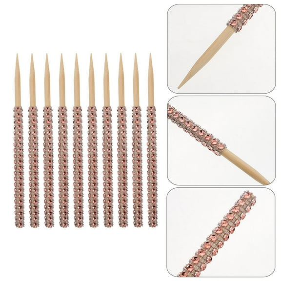 HEMOTON 10Pcs Rose Gold Cake Sticks Wooden Lollipop Sticks Party Use MultiFunction Candy Dessert Picks