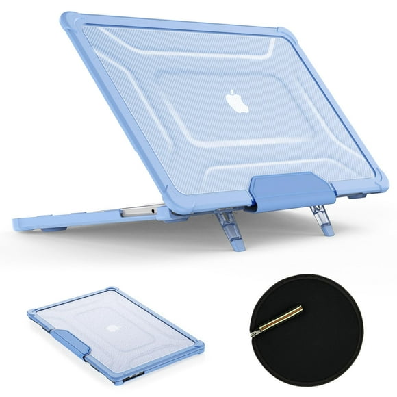 SEYMAC stock Coque pour MacBook Air 15 Pouces 2024/2023 Version A3114/A2941 Puce M3/M2, Coque de Protection Absorbant les Chocs avec Support Pliant & Tapis de Souris/sac Coque pour MacBook Air 15 Pieds' A31
