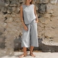 thumbnail image 6 of Lumtrix Womens Summer 2 Piece Outfits Striped Sleeveless Tank Top Wide Leg Capri with Pockets Pants Sets for Beach Vacation Black M, 6 of 7