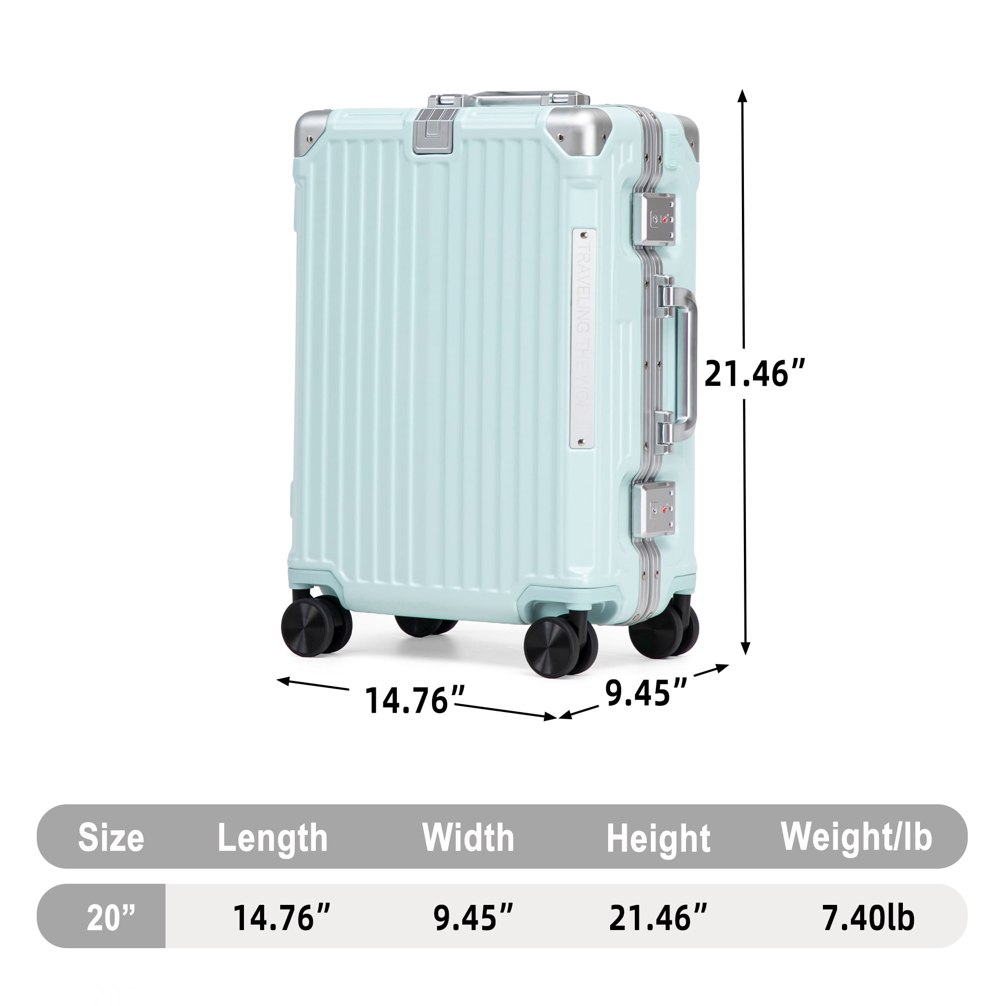 Alvantor Carry On Luggage 20" Hardside Luggage with Cup holder, Charging Port, Hook Blue