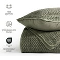 thumbnail image 5 of EVERGRACE Stonewashed 100% Natural Cotton Waffle Quilt Set Queen Size 3 Pieces, Soft, Breathable & Substantial Bedding, Quilted Coverlet Bedspread with 2 Shams for All Seasons, Olive Green, 5 of 8