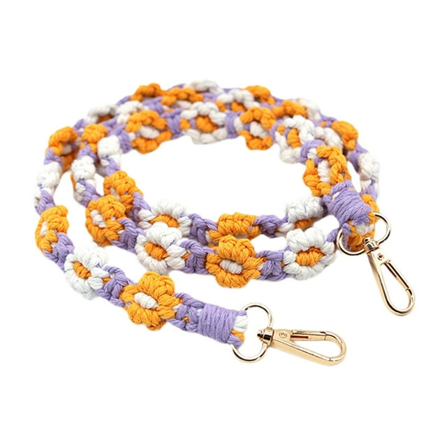Flower Woven Phone Strap Lanyard Crossbody Shoulder Strap for Women Keychain Style B