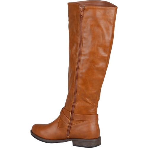 Brinley Co. Women's Wide Calf Round Toe Buckle Detail Boots - Walmart.com