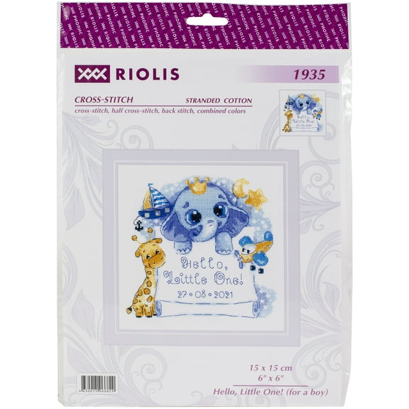 RIOLIS Counted Cross Stitch Kit 6"x6"-Hello, Little One! Boy (18 Count)