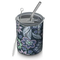 12oz Coffee Tumblers Pioneer Flower Stainless Steel Vacuum Insulated Travel Tumbler Coffee Cups Mug with Lid and Straw with Cleaning Brush for Cold & Hot Drinks
