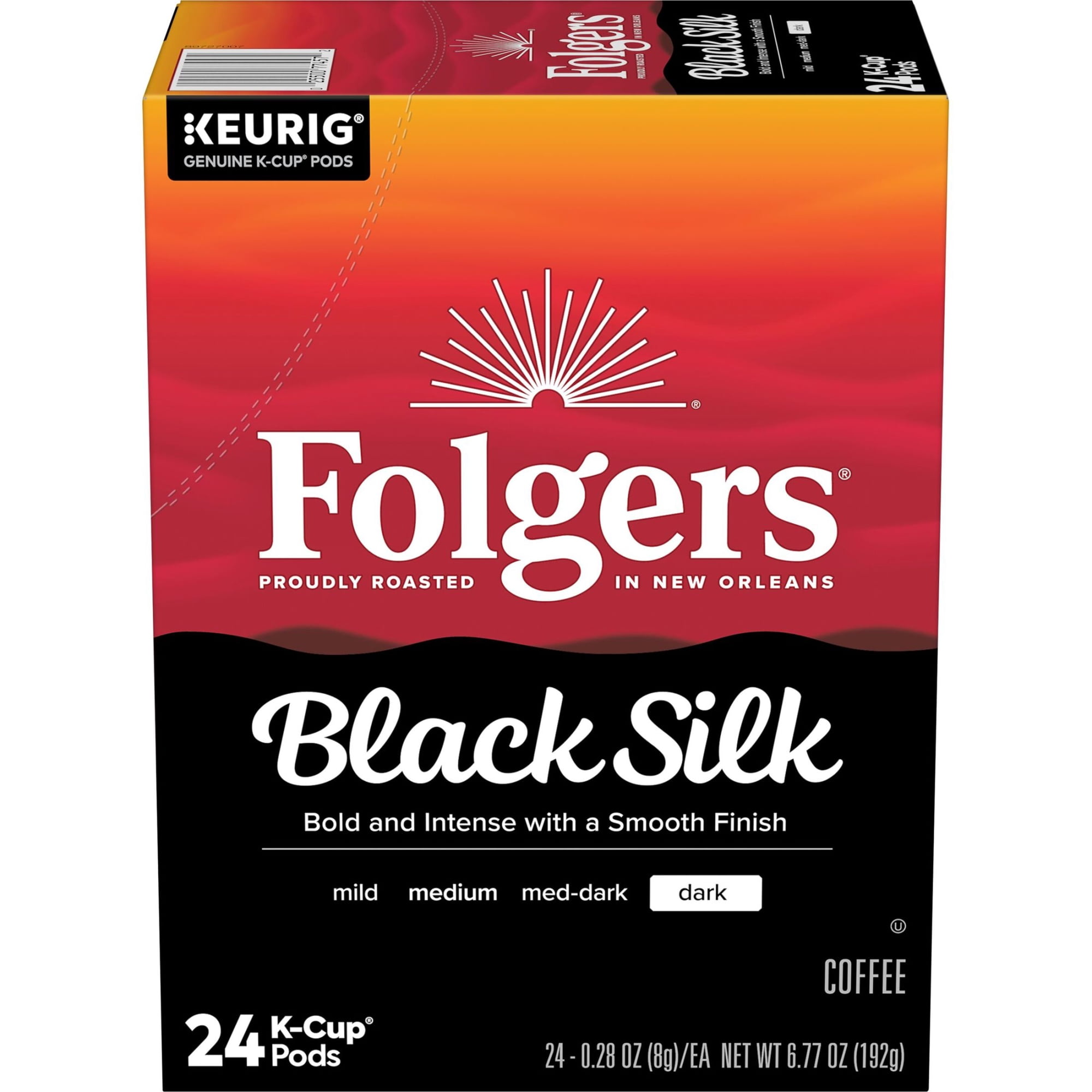 Folgers Black Silk, Dark Roast Coffee, Keurig K Cup Pods, 24 Count Box