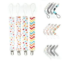 BESTSKY 4Packs Pacifier Clip Set - Four Clips – Holder Fits Most Paci Brands, Teether Toys and Car Seats for Girls or Boys