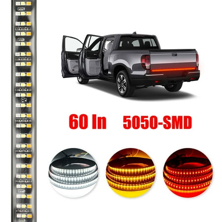 - 60 Inch Triple LED Truck Tailgate Side Bed Light Bar Strip 504 LEDs Amber Brake Running