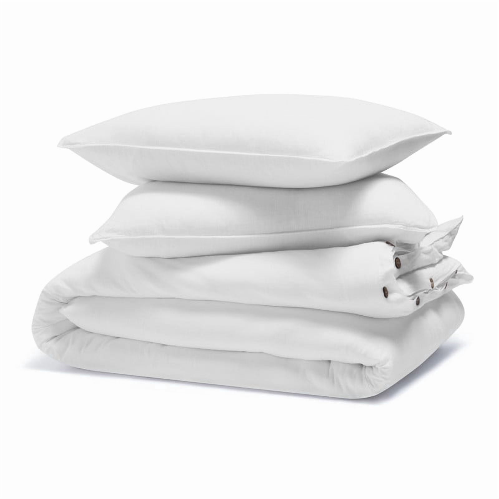 Superior Chloe 100% Cotton Percale Linen Texture Duvet Cover Set, Full/ Queen, White