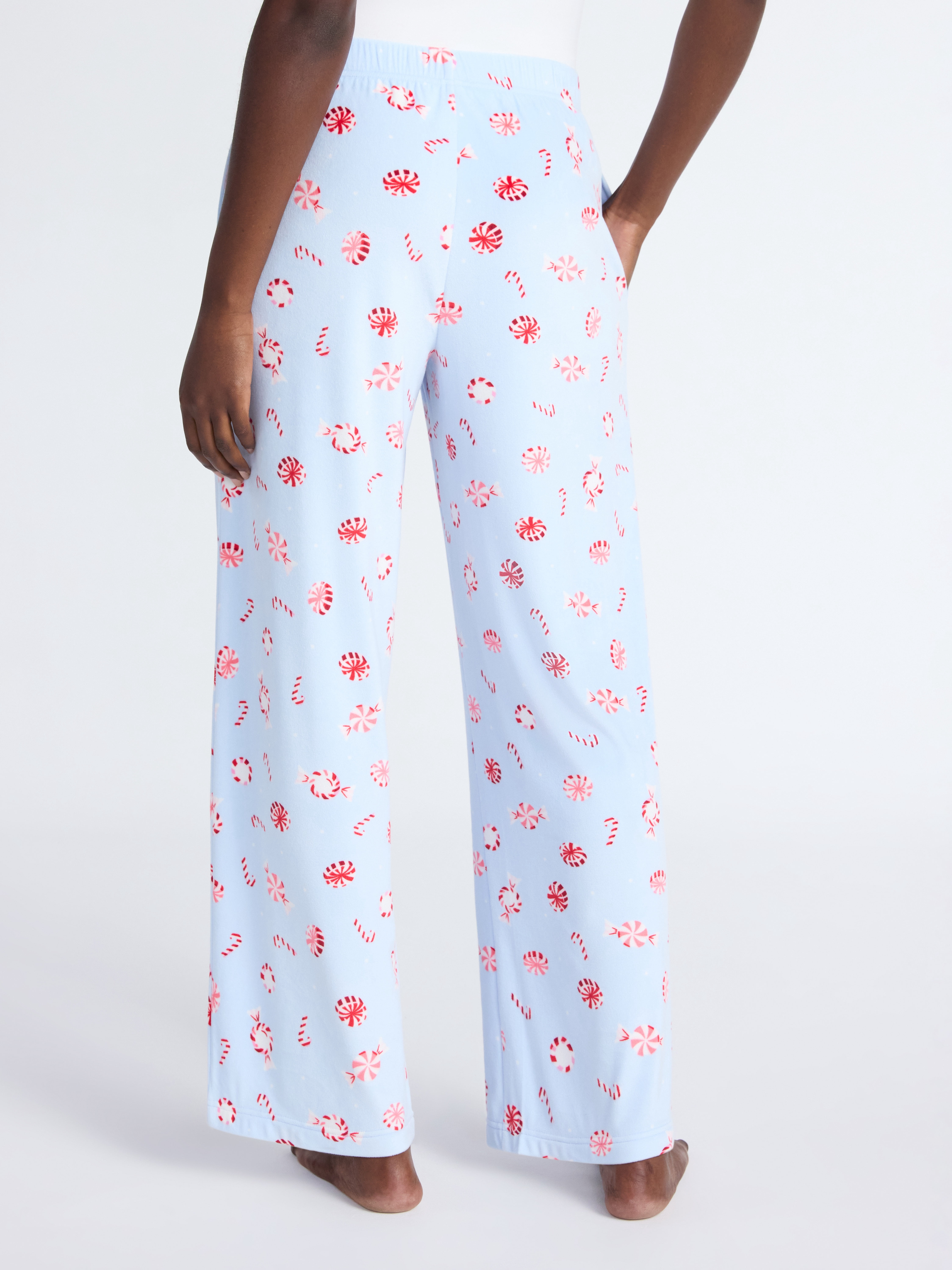 Joyspun Women's Velour Wide-Leg Sleep Pants, Size XS-3X