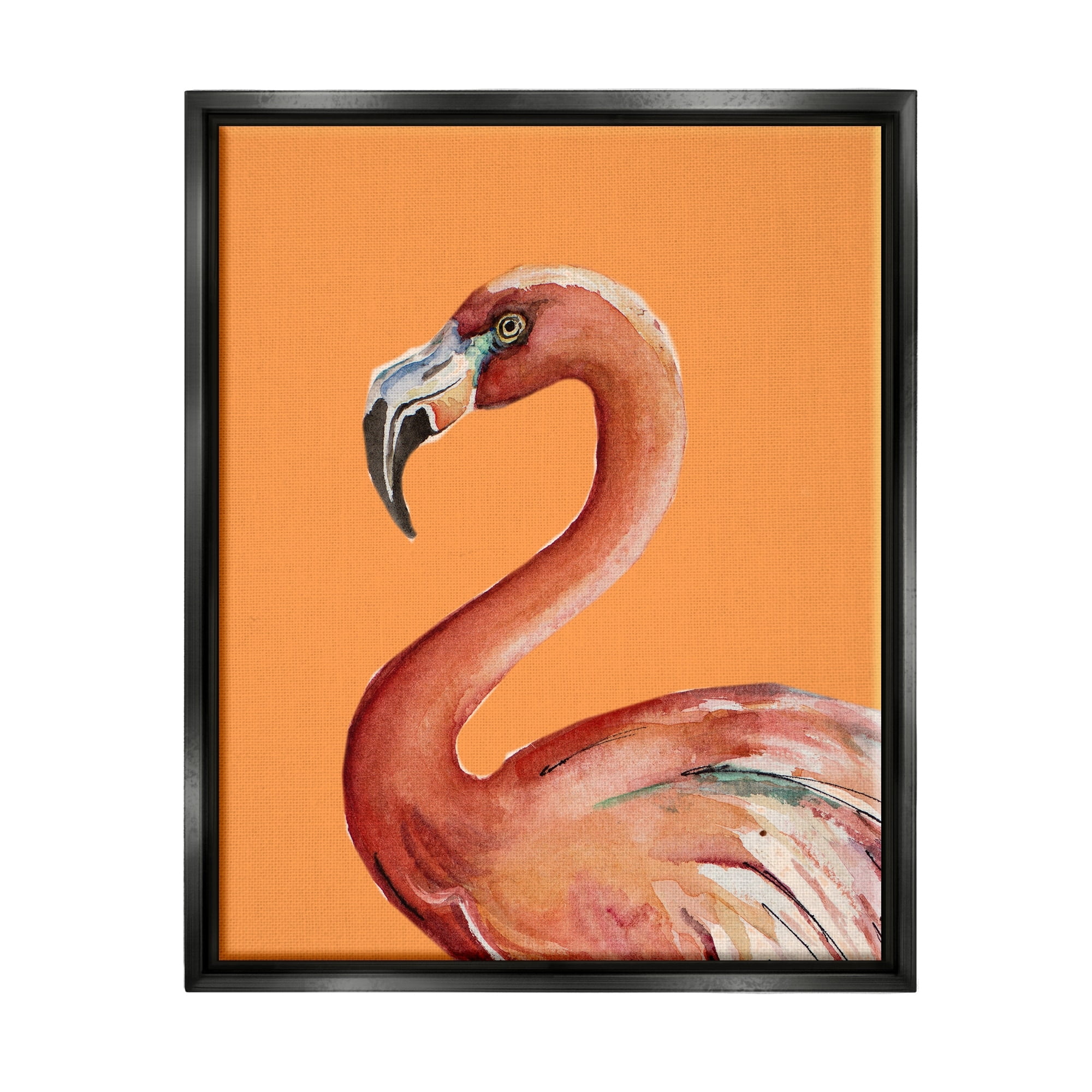 Stupell Industries Tropical Flamingo Bird Portrait Watercolor Detail Graphic Art Luster Gray Floating Framed Canvas Print Wall Art, Design by Patricia Pinto