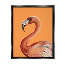 Stupell Industries Tropical Flamingo Bird Portrait Watercolor Detail Graphic Art Jet Black Floating Framed Canvas Print Wall Art, Design by Patricia Pinto