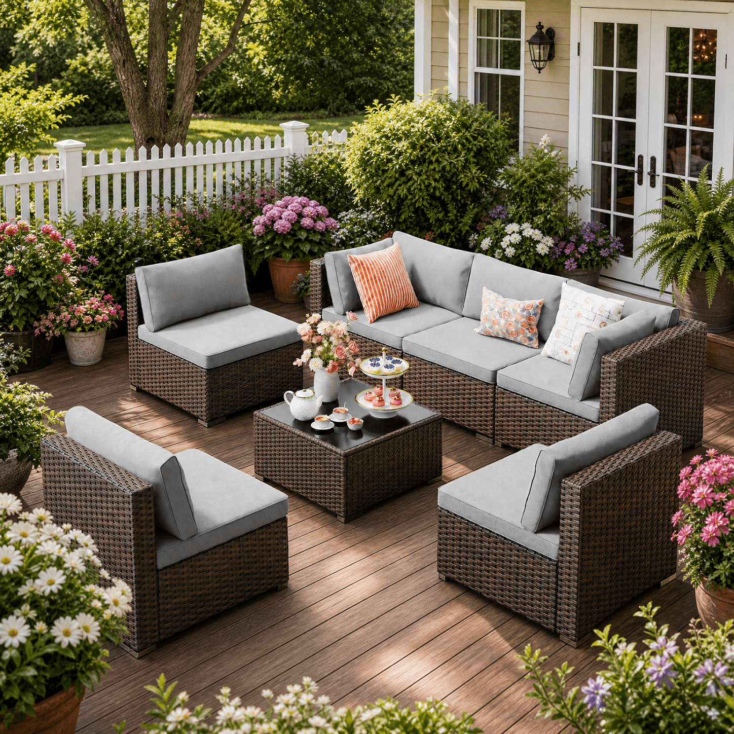 ARIIX ジョベイ セット Gymax 4-Piece Outdoor Acacia Wood Patio Furniture Conversation Set
