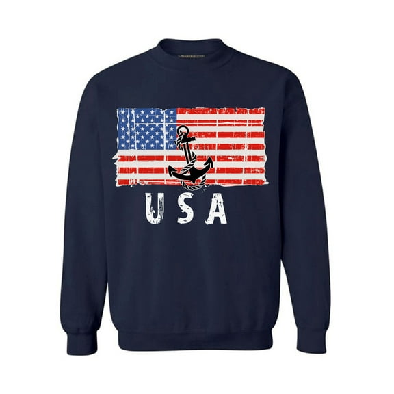 Awkward Styles Anchor USA Crewneck Stripes and Stars USA Sailing Men Women Sweatshirt United States of America USA Flag Sweater for Men Made in the USA USA Flag Sweater for Women Patriotic Gifts