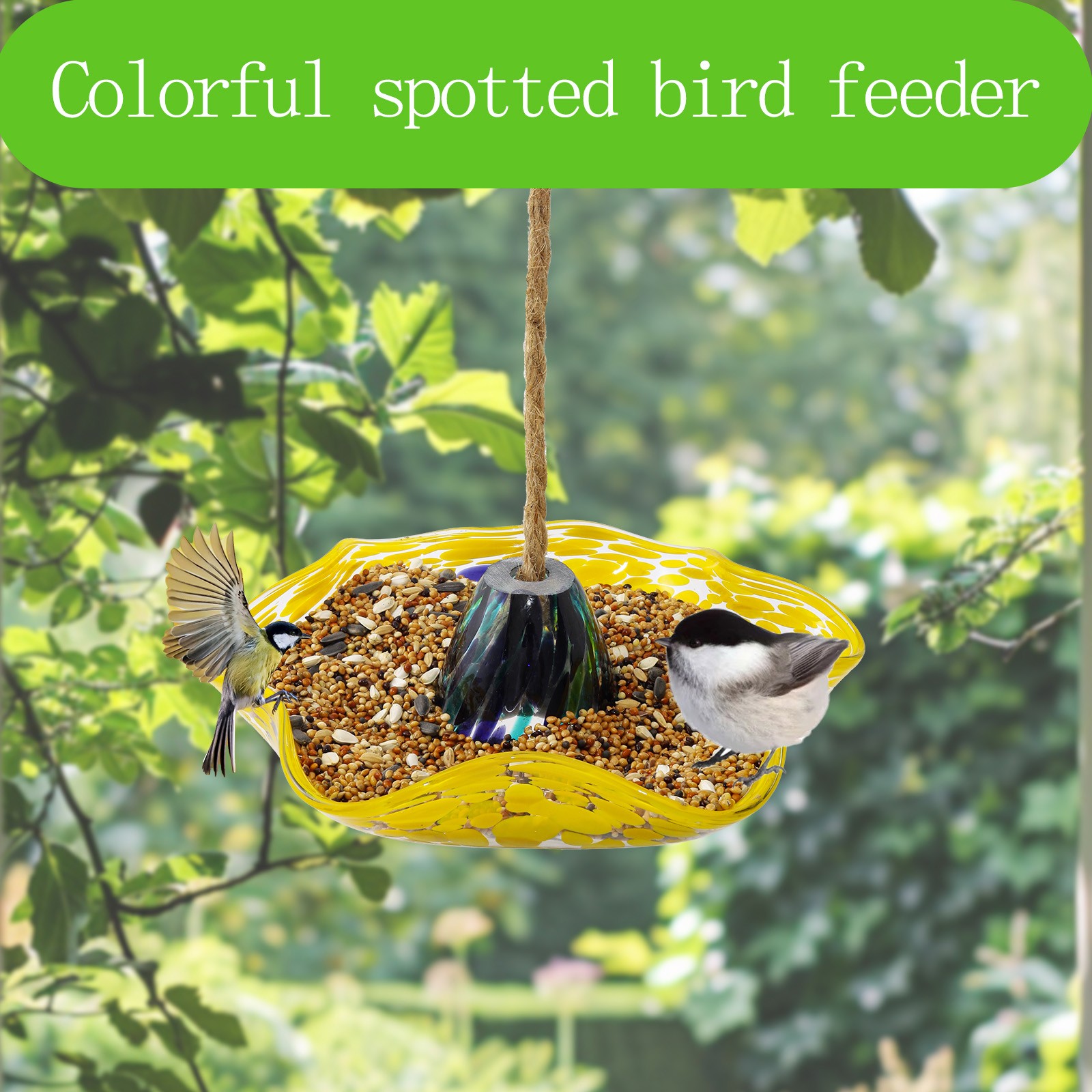 ZLBDYG Outdoor Hanging Bird Feeder – Windproof & Rainproof Wild Bird Feeding Station with 3 Hooks, Colorful Garden Decor for Backyard, Patio & Birdwatching Enthusiasts