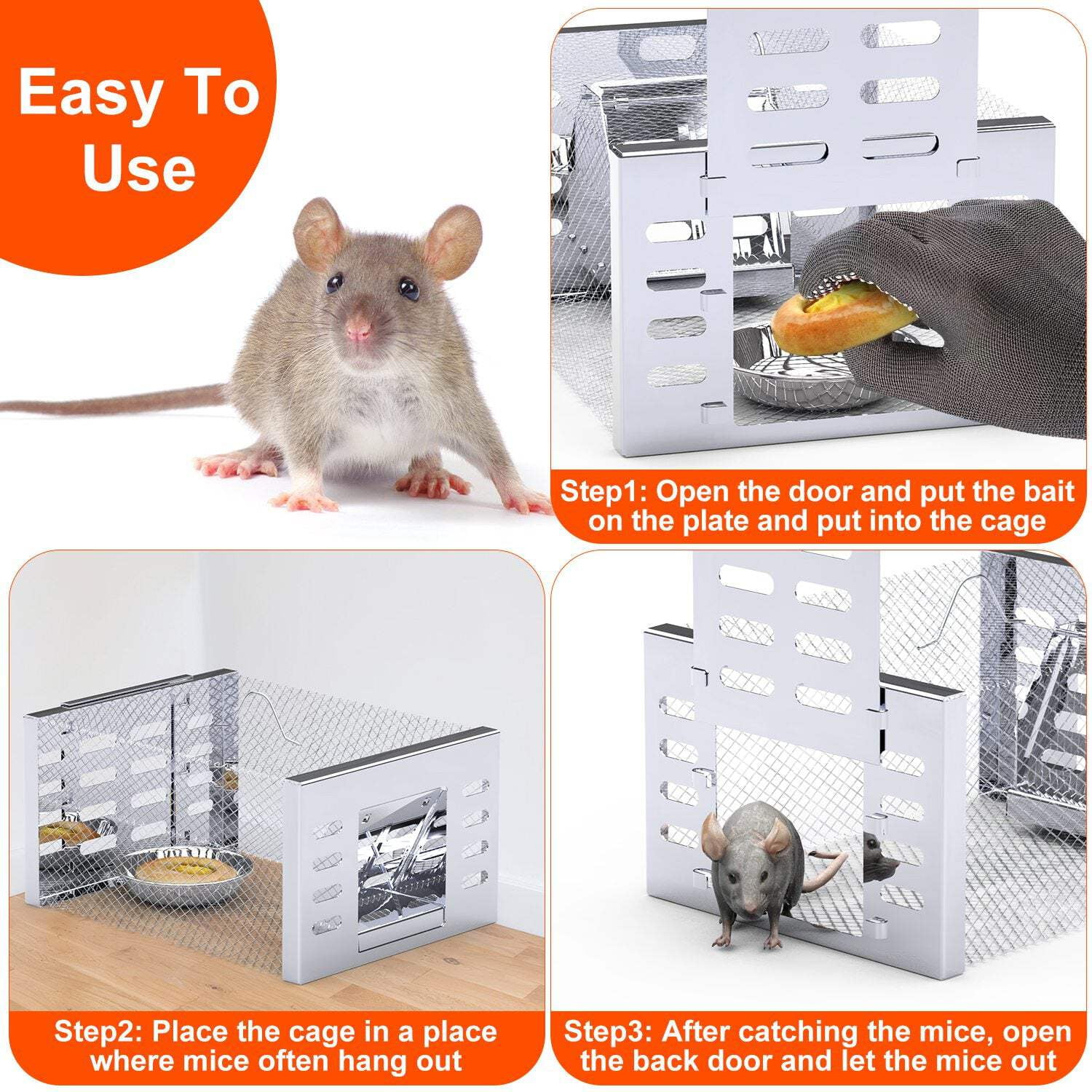 2Pcs Humane Rat Trap Catch and Release