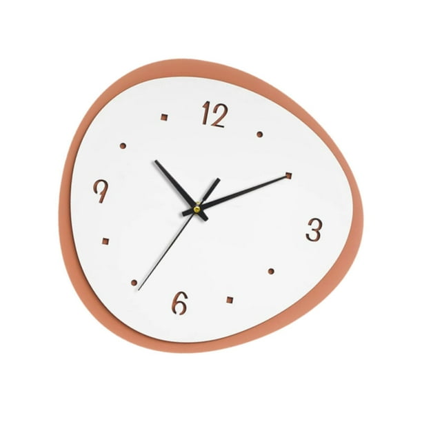 Reloj de pared silencioso con números fáciles de usar, resistente al desgaste, decorativo, moderno y práctico para el hogar. Naranja