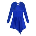 thumbnail image 6 of Doomiva Women Rhinestone Figure Skating Dress Mesh Long Sleeve Roller Skating Lyrical Dancewear Blue M, 6 of 7