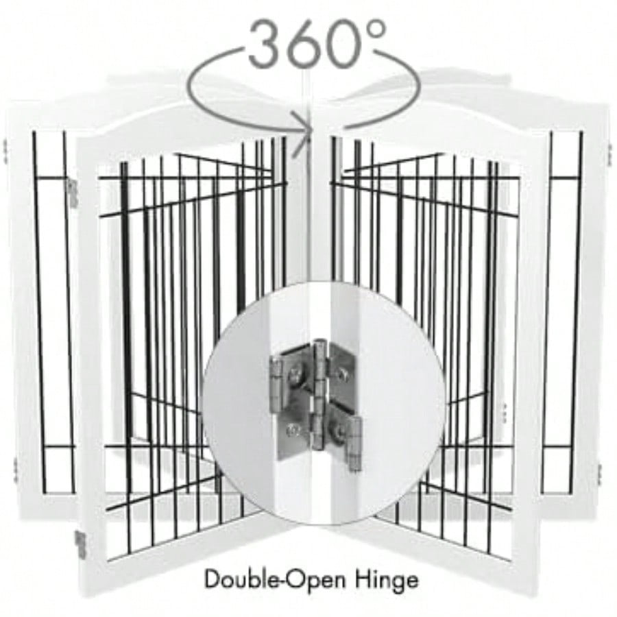 Freestanding Wire Pet Gate for Dogs, 60 inches Extra Wide, 30 inches Tall Dog Gate for The Houes, Doorway, Stairs, Pet Puppy Safety Fence, White 3 Panels