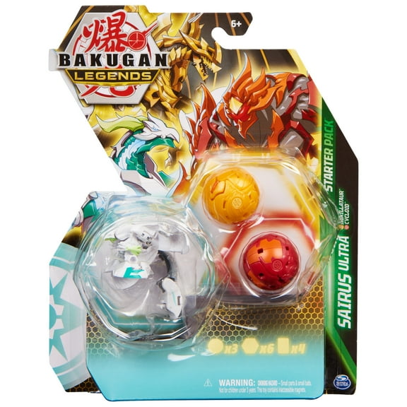 Bakugan Legends Starter 3-Pack, Sairus Ultra with Auxillataur and Cycloid, Action Figures