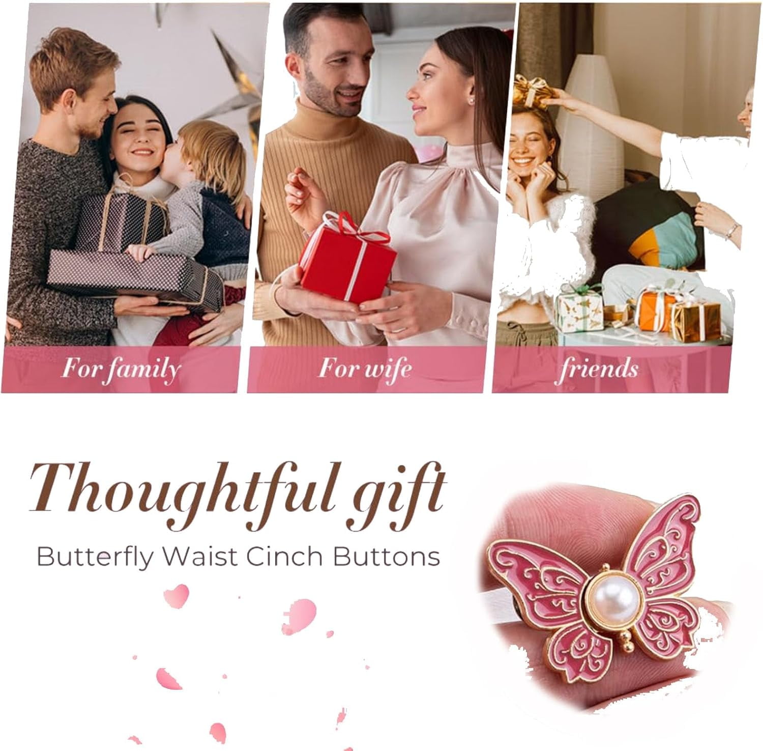 Detachable Butterfly Clips, 2-Pack Detachable ButterflyClips, Butterfly Buckle Clasp, ButterflyWaist Cinching Button, Reusable PantWaist Tightener, Buttons Pins for Loose Jeans