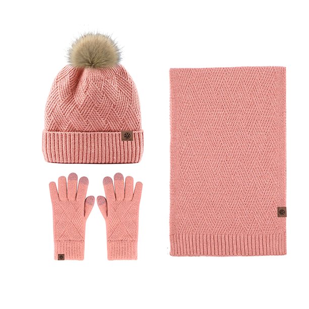 Fiudx Conjunto de Gorro, Bufanda y Guantes de Lana Sólida, Lana