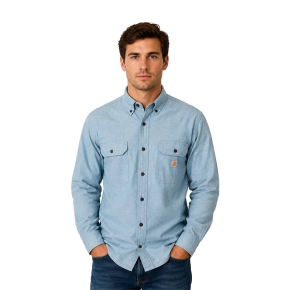 Carhartt Men's Blue Chambray Shirt Loose Fit Midweight L/S (350)