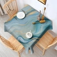 thumbnail image 2 of Blue Marble Gold Wave Pattern Square Tablecloth,Waterproof Square Table Cover,Wipeable Spillproof Washable Table Cover for Home Kitchen Party Decor 52"x52"(132x132cm), 2 of 6