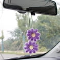 thumbnail image 1 of Cute Crochet Daisy Car Mirror Hanging - Handmade Knitted Flower Rear View Mirror Accessory, Aesthetic Purple Car Decor for Women, 1 of 5
