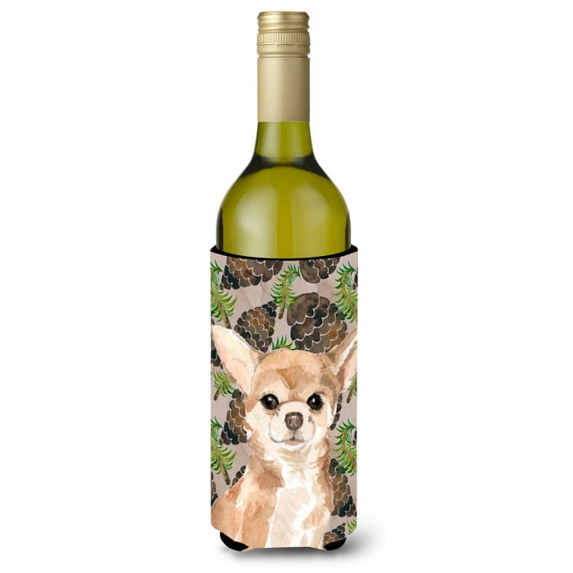 ""Caroline'S Treasures Abrazadera decorativa para botella con piñas de pino de Chihuahua, 750 ml, multicolor""