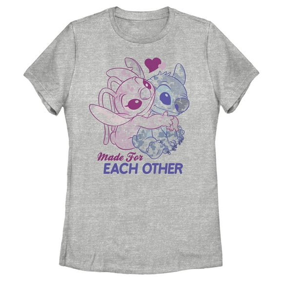 Women's Lilo & Stitch Made for Each Other  Graphic Tee Athletic Heather Medium