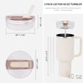 thumbnail image 4 of 2 Pack Replacement Lid for Stanley 40 oz Quencher H2.0 & ProTour, Flip Straw Tumbler Lid for Stanley Cup, Leakproof, No Spill & Easy to Use Reusable Tumbler Cover (Cream), 4 of 7