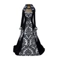 thumbnail image 5 of HOWPAY Halloween Dresses For Women Vintage Literary Medieval Hooded Swing Dress Elegant Long Fancy Outfit For Renaissance Cosplay Masquerade Party Halloween Costumes L, 5 of 5