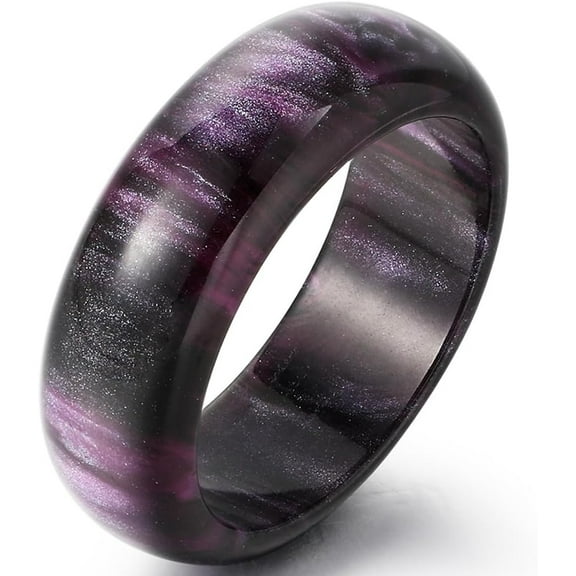 7mm Width Acrylic Resin Material Multi Color Wedding Band Statement Anniversary Party Ring