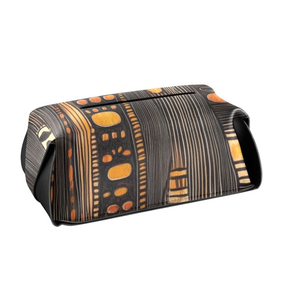 Patterns in African Art Tissue Box Cover Leather Square Rectangle Tissue Box Holder for Bathroom Living Room Desk Office Decor
