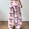 thumbnail image 7 of Hearthz Women Pajama Pant Drawstring Wide Leg Valentine's Day Bowknot Women’s Lounge Pants Baggy Soft Comfy Lightweight Sleep Pants for Women, 7 of 7
