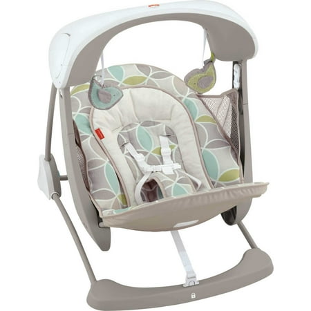 Fisher-Price Deluxe Take-Along Swing & Seat for Infants with Music and Vibrations, Mocha Swirl
