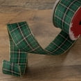 thumbnail image 2 of Northlight Shimmering Green and Gold Plaid Wired Christmas Craft Ribbon 2.5" x 16 Yards, 2 of 3