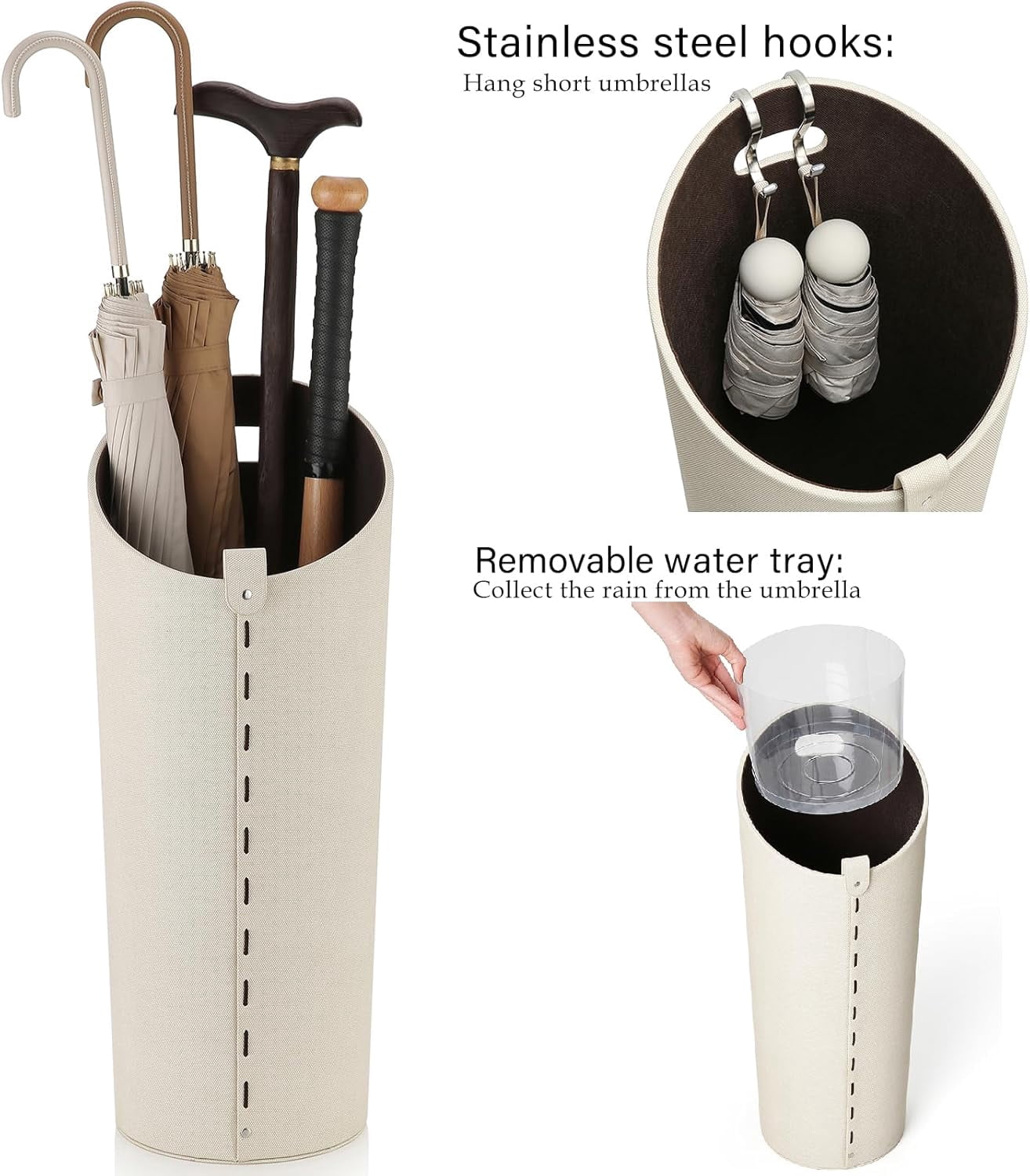 Tall Umbrella Holder White That Won't Tip Over with Removable Drip Tray Modern Farmhouse Home Decor Umbrella Bucket Rack