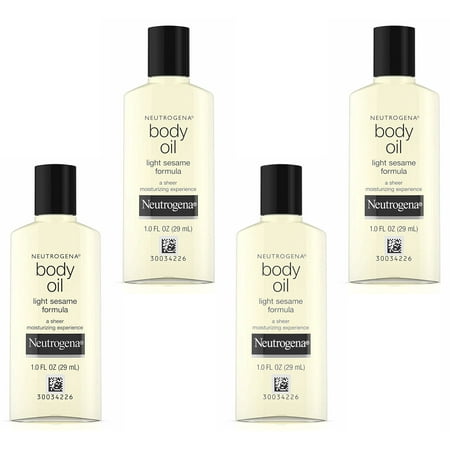 Neutrogena Body Oil with Light Sesame Formula, 1.0 oz (Pack of 4)