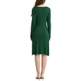 thumbnail image 3 of Vestido de suéter de color contrastante para mujer INSPIRE CHIC, de manga larga, tejido, corte A, midi, color verde, 3 of 5