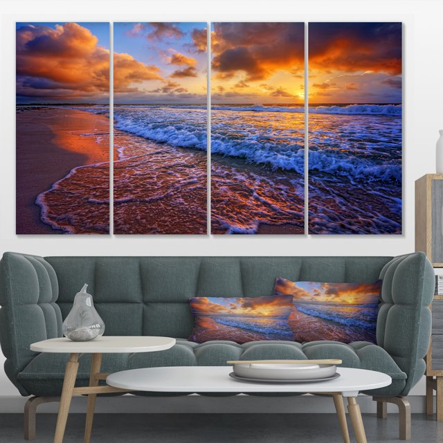 Belles Vagues sous Ciel Nuageux - Impression sur Toile