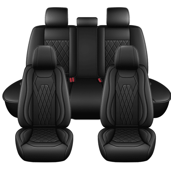 DIKSOAKR Car Seat Covers Full Set for Honda CR-V 2007-2025 Faux Leather Waterproof Comfort Full Set Car Seat Covers Lumbar Support Seat Cushion Black,Full Set(2 Row 5 Seats)
