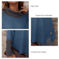 thumbnail image 4 of Jersey de Mujer Cuello Alto Manga Larga Sudadera cómoda para Invierno Otoño Oficina Denim Azul XL, 4 of 6