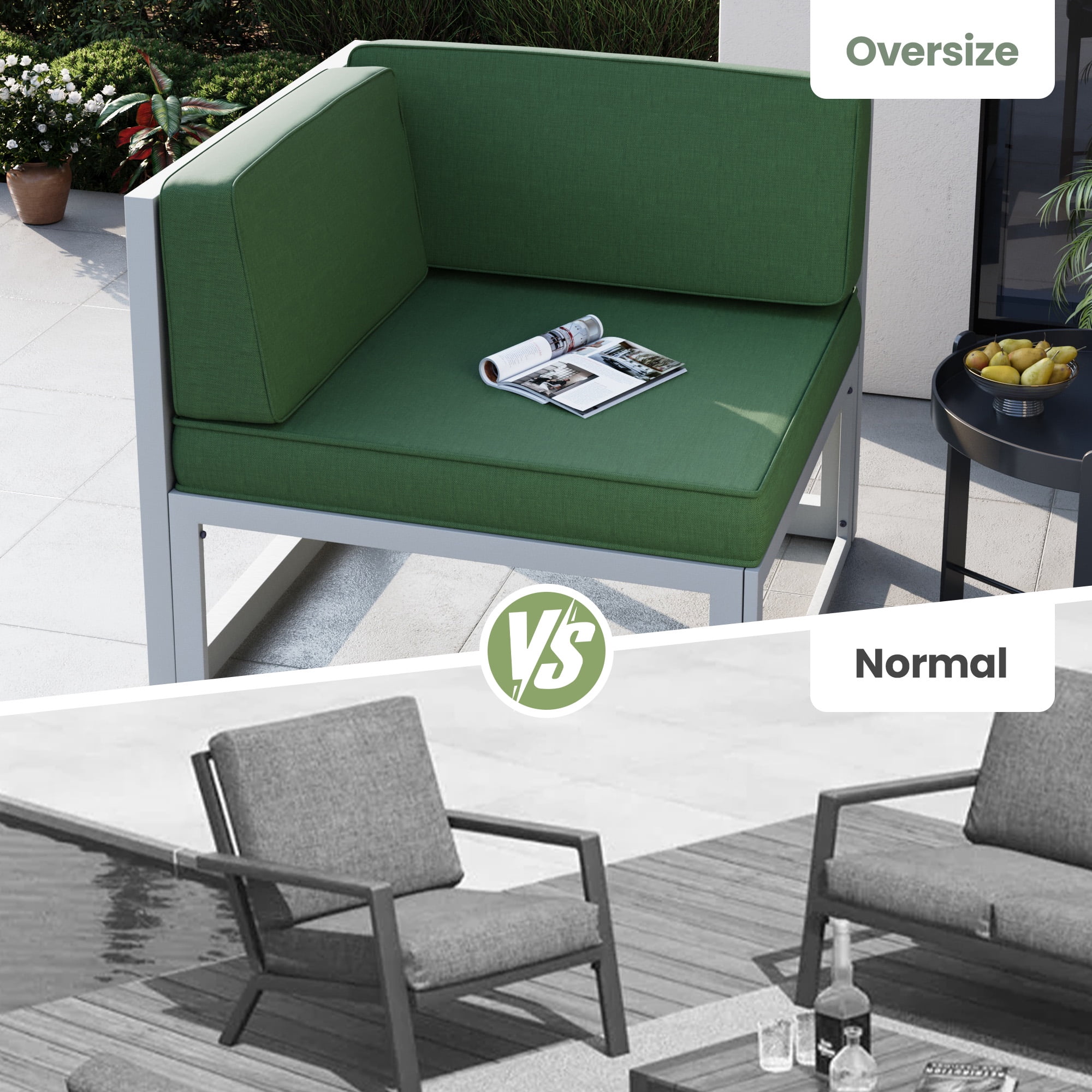 ELPOSUN Aluminum Patio Furniture Set, Modular Oversized Outdoor Sectional of Olefin 5 inch Thick Cushion, Coffee Table and Waterproof Cover, Patio Conversation Sets for Porch, Deck