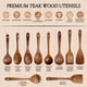 thumbnail image 4 of Juego de utensilios de cocina de madera de teca antiadherente de 10 piezas, 4 of 8