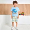 thumbnail image 6 of TOWED22 Toddler Infant Baby Boy Outfits 2pcs Round Neck Short Sleeve Crewneck Tee Shirt Little Penguin Pattern Casual Rolled Shorts Truck Clothes(Sky Blue,7-8 Y), 6 of 9