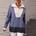 thumbnail image 4 of Moda mujer cuello alto manga larga cremallera Color a juego suéter camisetas Fridja  hjk2759, 4 of 6
