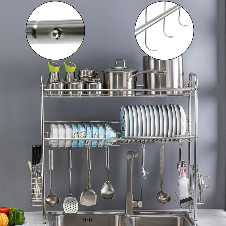 Dropship Dish Drying Rack 2 Tier Metal Kitchen Dish Rack With